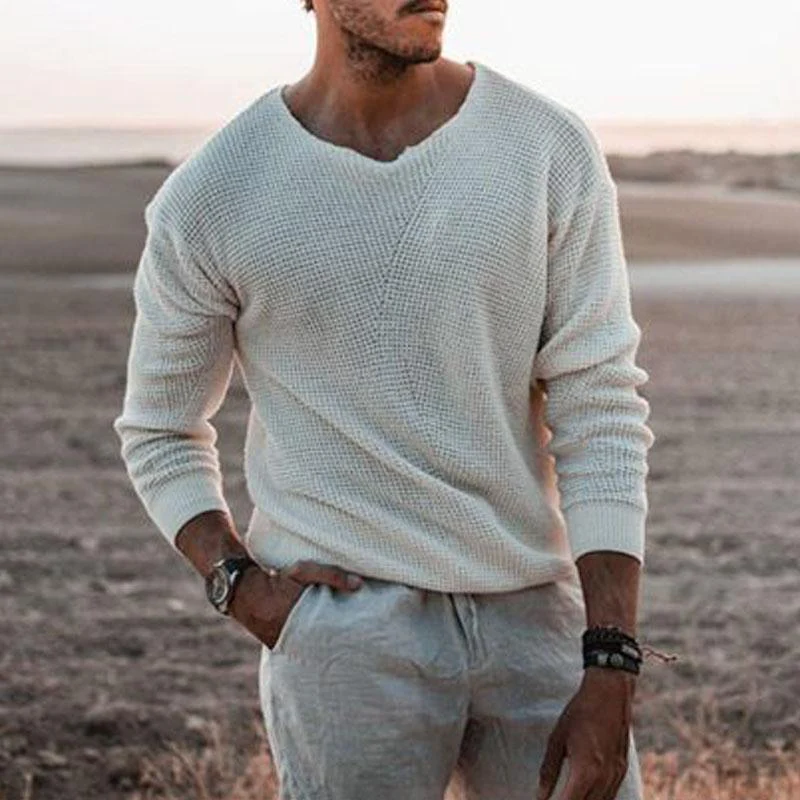 Herren Pullover mit V-Ausschnitt und strukturiertem Design Heidi-Mode - Image 7