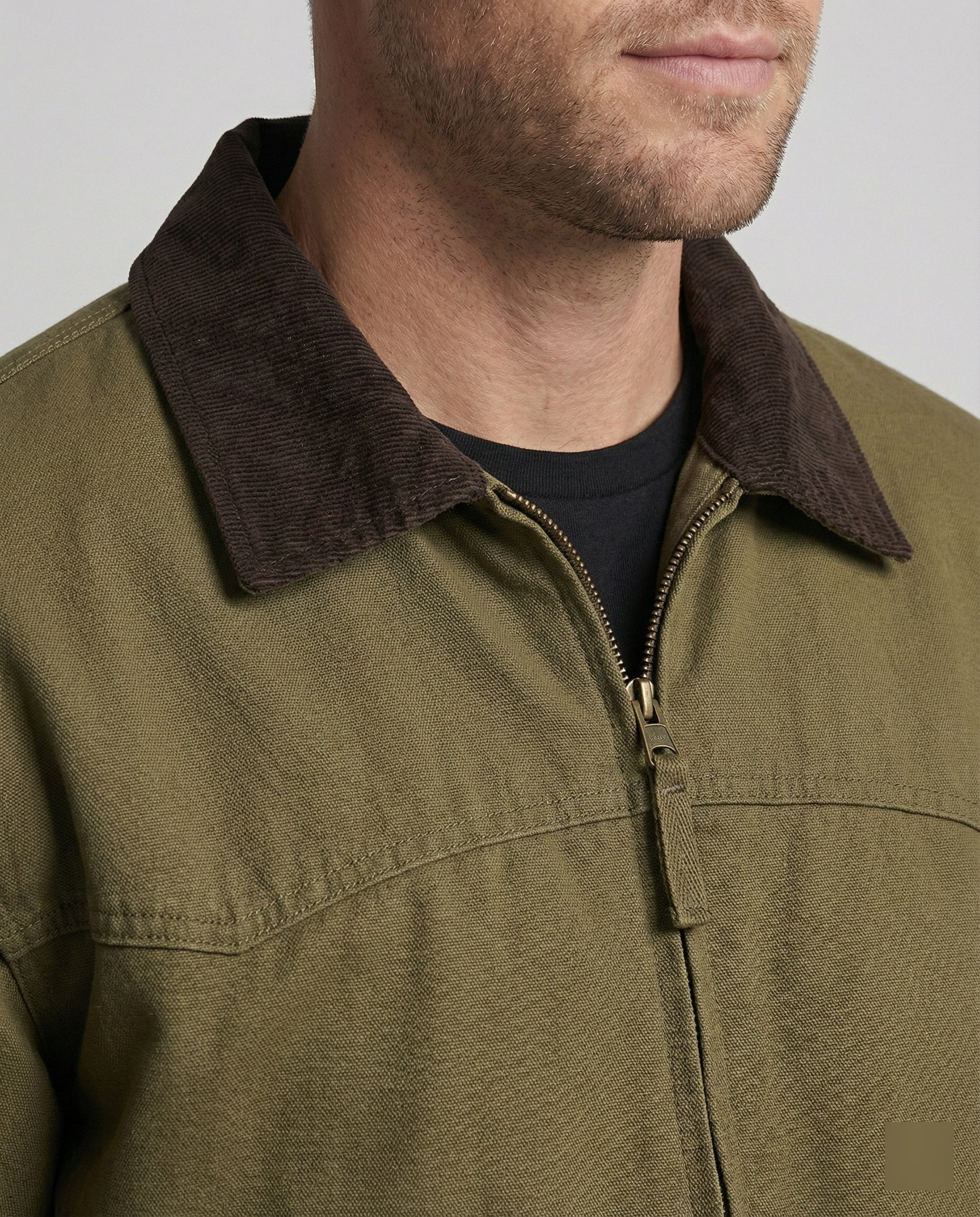 Herren robuster Canvas-Blouson mit Cordkragen und kariertem Steppfutter Heidi-Mode - Image 2