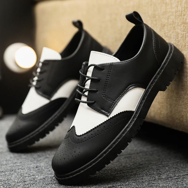 Herren Schnürschuhe mit Klassischer Brogue-Zehenpartie und Modischem Farbkontrast Heidi-Mode