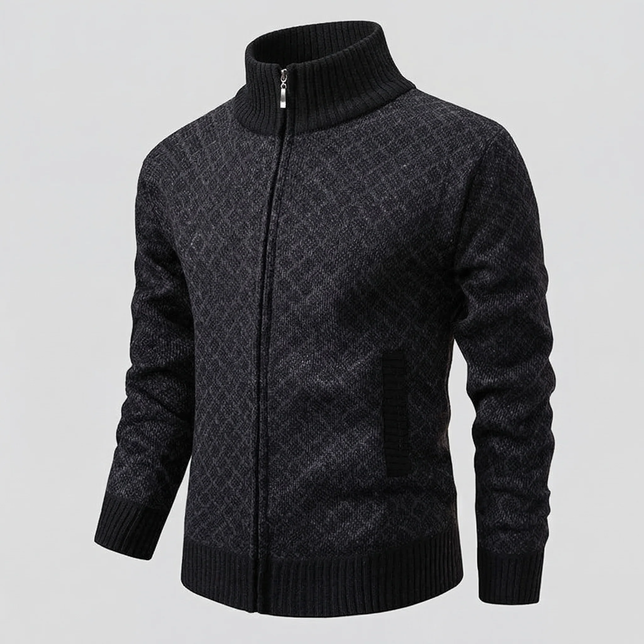 Herren Strickjacke mit Zipper & Rautenmuster, Sportlicher Schnitt | Heidi-Mode - Image 5