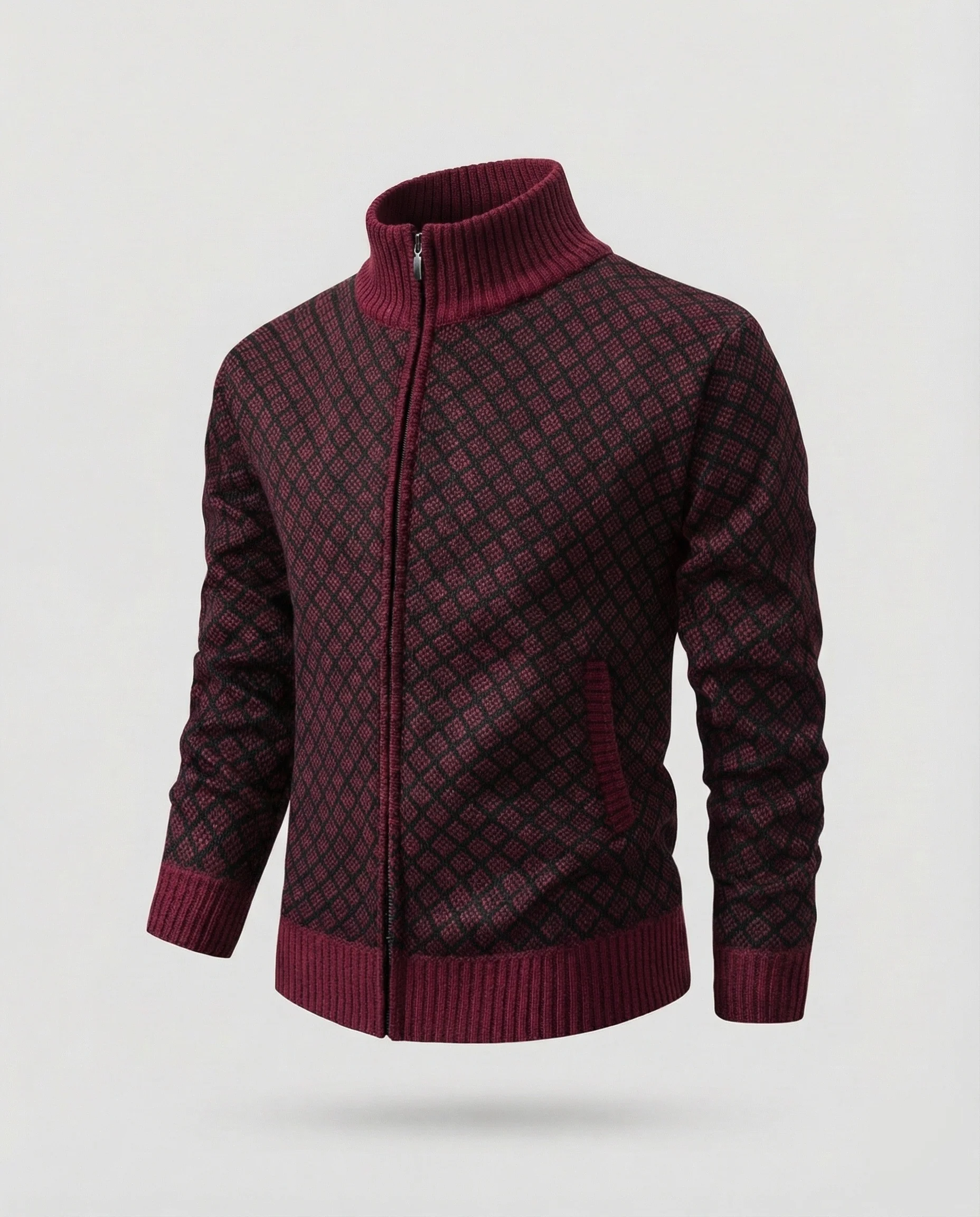 Herren Strickjacke mit Zipper & Rautenmuster, Sportlicher Schnitt | Heidi-Mode - Image 9
