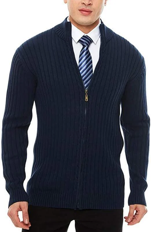 Herren Strickjacke mit hochgeschlossenem Kragen und Reißverschluss Heidi-Mode - Image 8