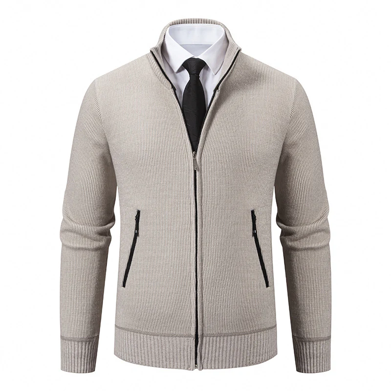 Herren Strickjacke mit hohem Kragen und modernen Reißverschlusstaschen Heidi-Mode - Image 3