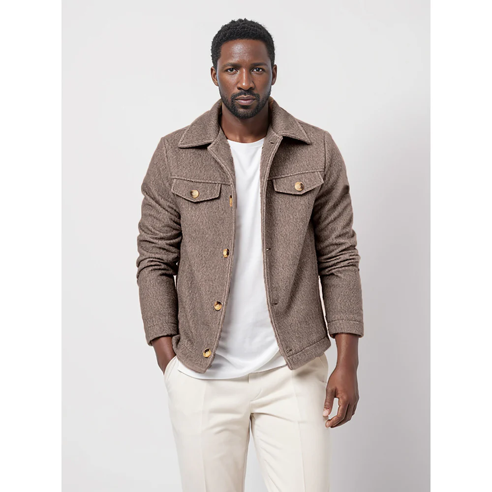 Herren Trendige Baumwolljacke mit goldfarbenen Knöpfen und aufgesetzten Taschen Heidi-Mode - Image 3