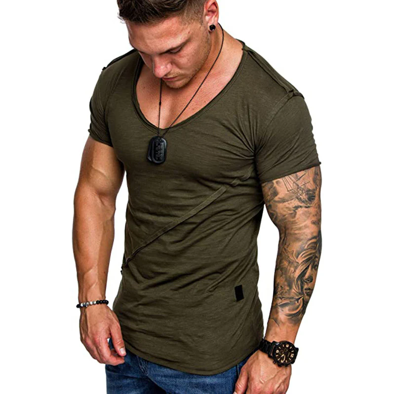 Herren V-Ausschnitt T-Shirt aus hochwertiger Baumwolle mit strukturierter Oberfläche Heidi-Mode - Image 8