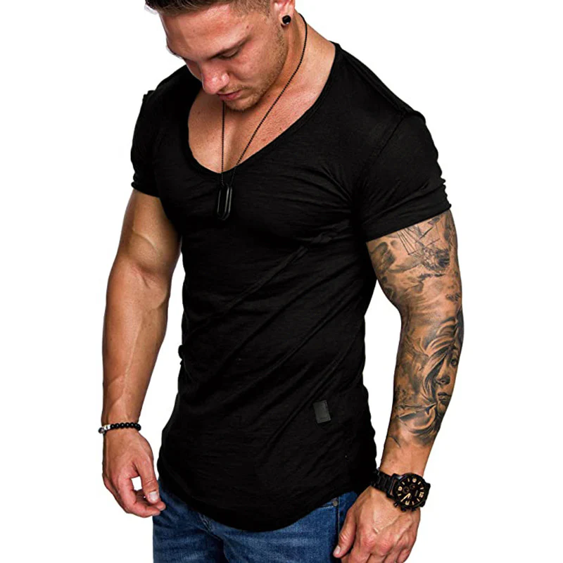 Herren V-Ausschnitt T-Shirt aus hochwertiger Baumwolle mit strukturierter Oberfläche Heidi-Mode - Image 9