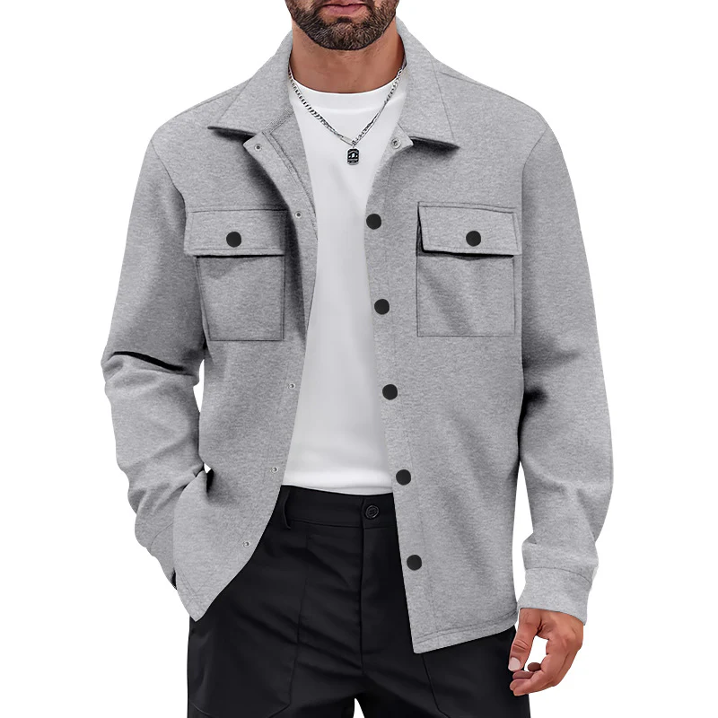Herren vielseitige Flanelljacke mit aufgesetzten Taschen und modernem Schnitt Heidi-Mode - Image 3