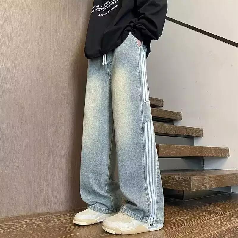 Herren weit geschnittene Denim-Hose mit seitlichen Streifen und Taschen Heidi-Mode - Image 3