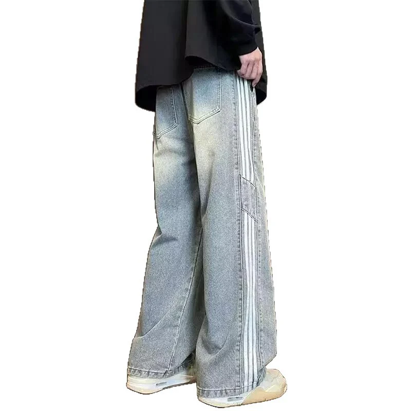 Herren weit geschnittene Denim-Hose mit seitlichen Streifen und Taschen Heidi-Mode - Image 5