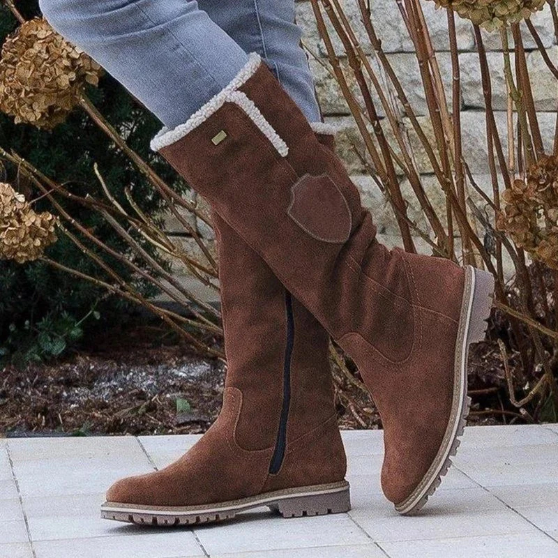 Hyggelige hohe Sherpa-Stiefel aus Wildleder Heidi Mode