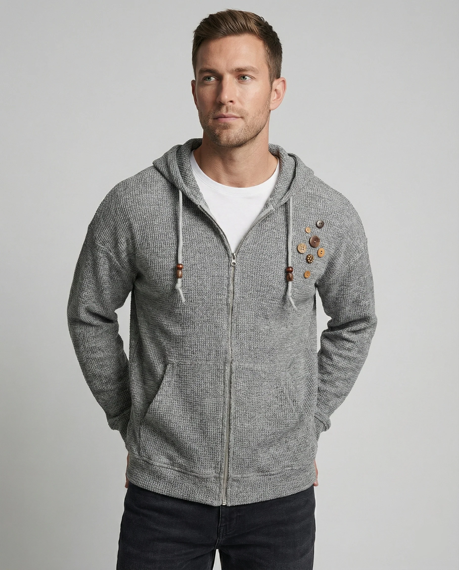 Lässige American Style Strick-Kapuzenjacke für Damen und Herren