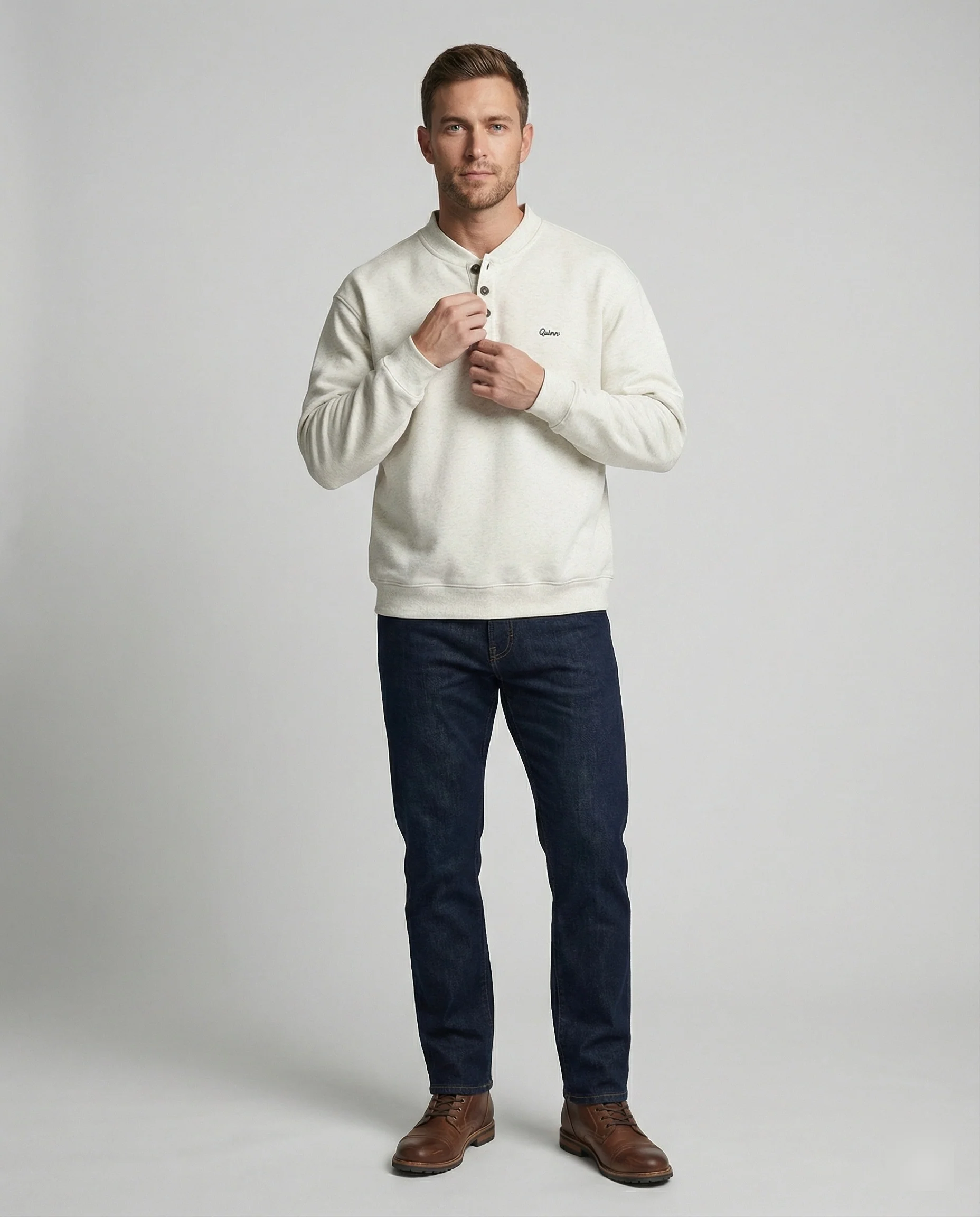 Lässiger Herren Hoodie Surrounded by a wall Kapuzenpullover Grau Meliert - Image 3