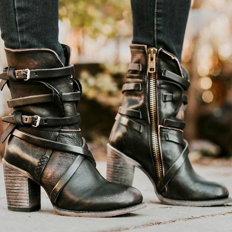 Leder Damen Stiefeletten mit orthopädischem Absatz – Chiara Heidi Mode - Image 3