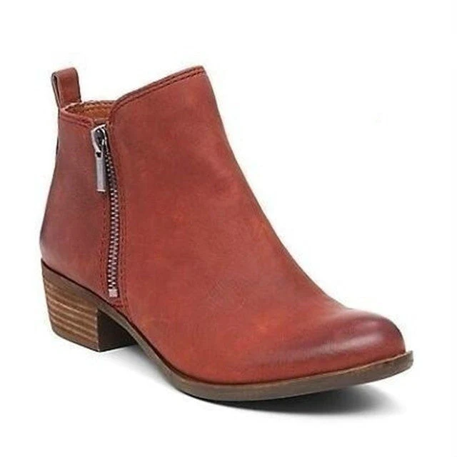 Leder Damen Stiefeletten mit Blockabsatz und seitlichem Reißverschluss – Marit Heidi Mode