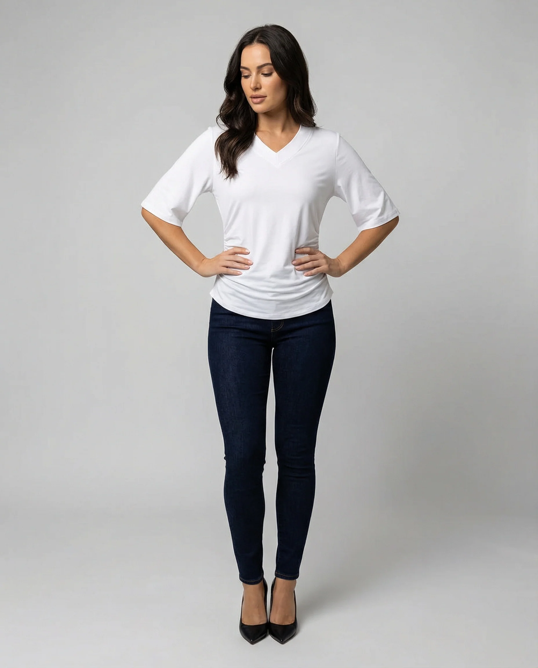 Locker geschnittenes Damen V-Neck T-Shirt Sommer Übergröße Bequem Soft - Image 3