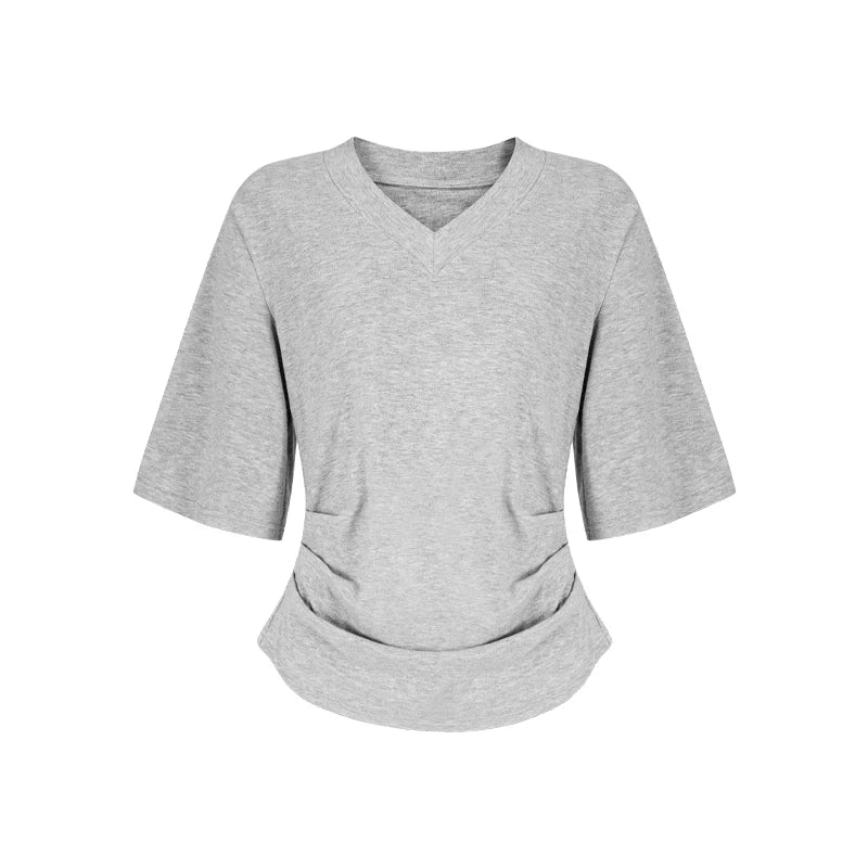 Locker geschnittenes Damen V-Neck T-Shirt Sommer Übergröße Bequem Soft - Image 7