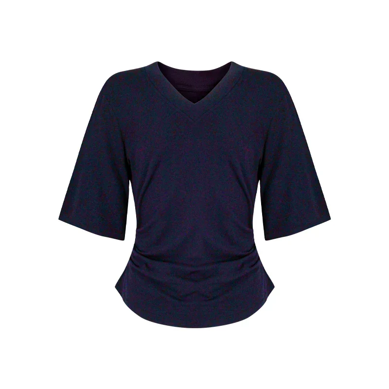 Locker geschnittenes Damen V-Neck T-Shirt Sommer Übergröße Bequem Soft - Image 9