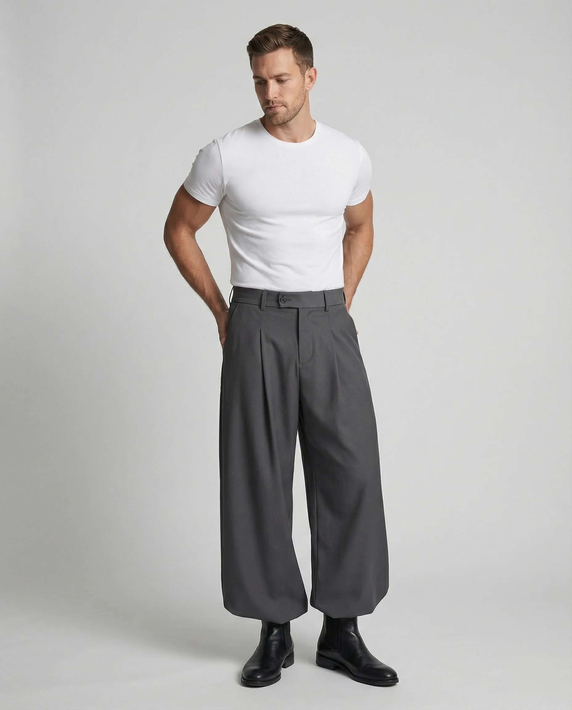 Lockere Oversize Herren Stoffhose Casual Streetwear Weites Bein Unisex - Image 3