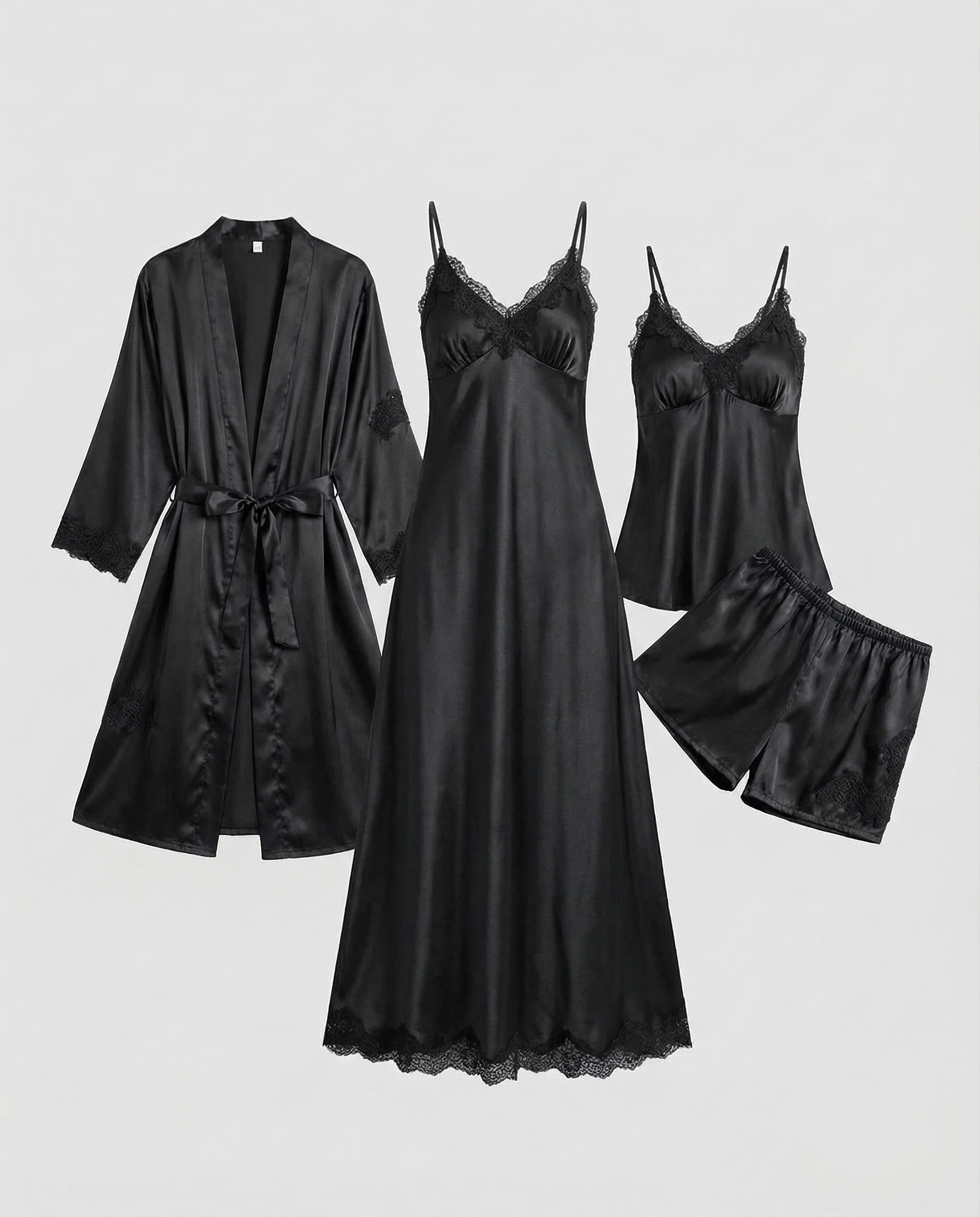 Damen Nachtwäsche Set 5-teilig mit Spitzenbesatz & Morgenmantel | Heidi-Mode - Image 10