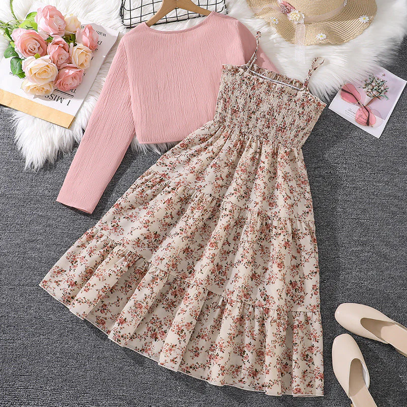 Mädchen Midi-Kleid mit Schickem Rüschensaum und Modischem Oberteil Heidi-Mode - Image 2