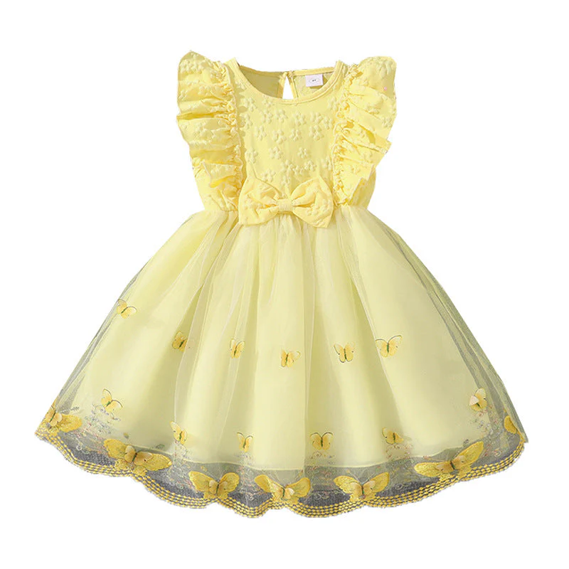 Mädchen Tüllkleid mit Schmetterlingsmuster und Rüschen Heidi-Mode - Image 5