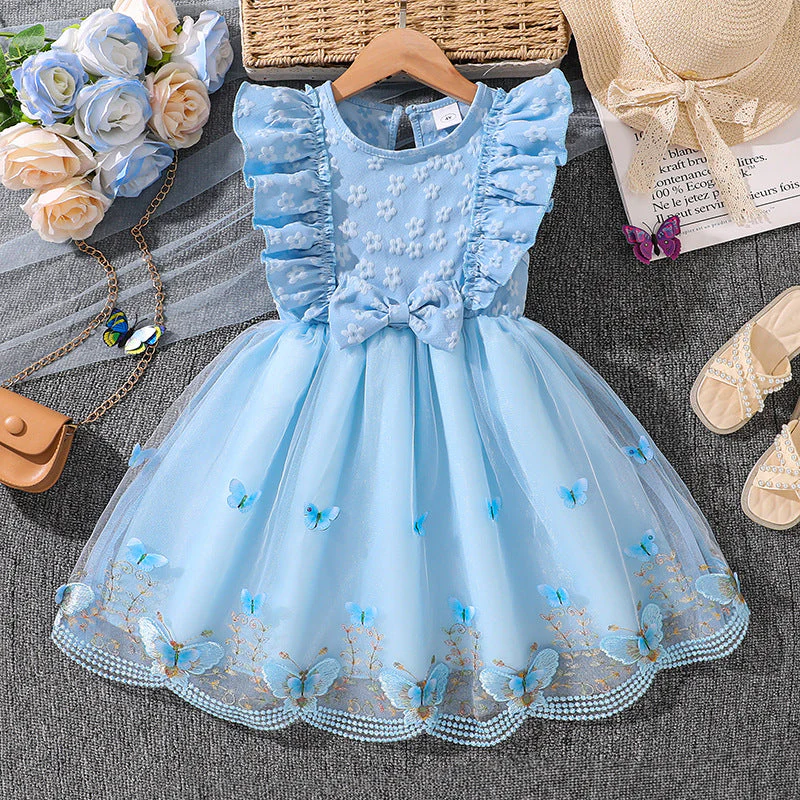 Mädchen Tüllkleid mit Schmetterlingsmuster und Rüschen Heidi-Mode - Image 6