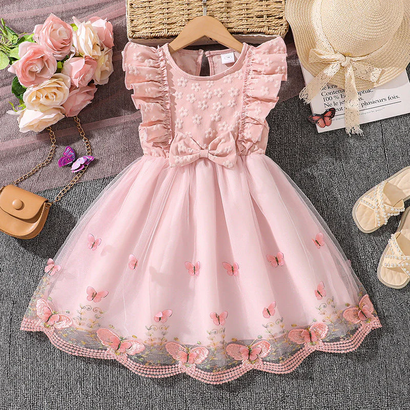 Mädchen Tüllkleid mit Schmetterlingsmuster und Rüschen Heidi-Mode - Image 7