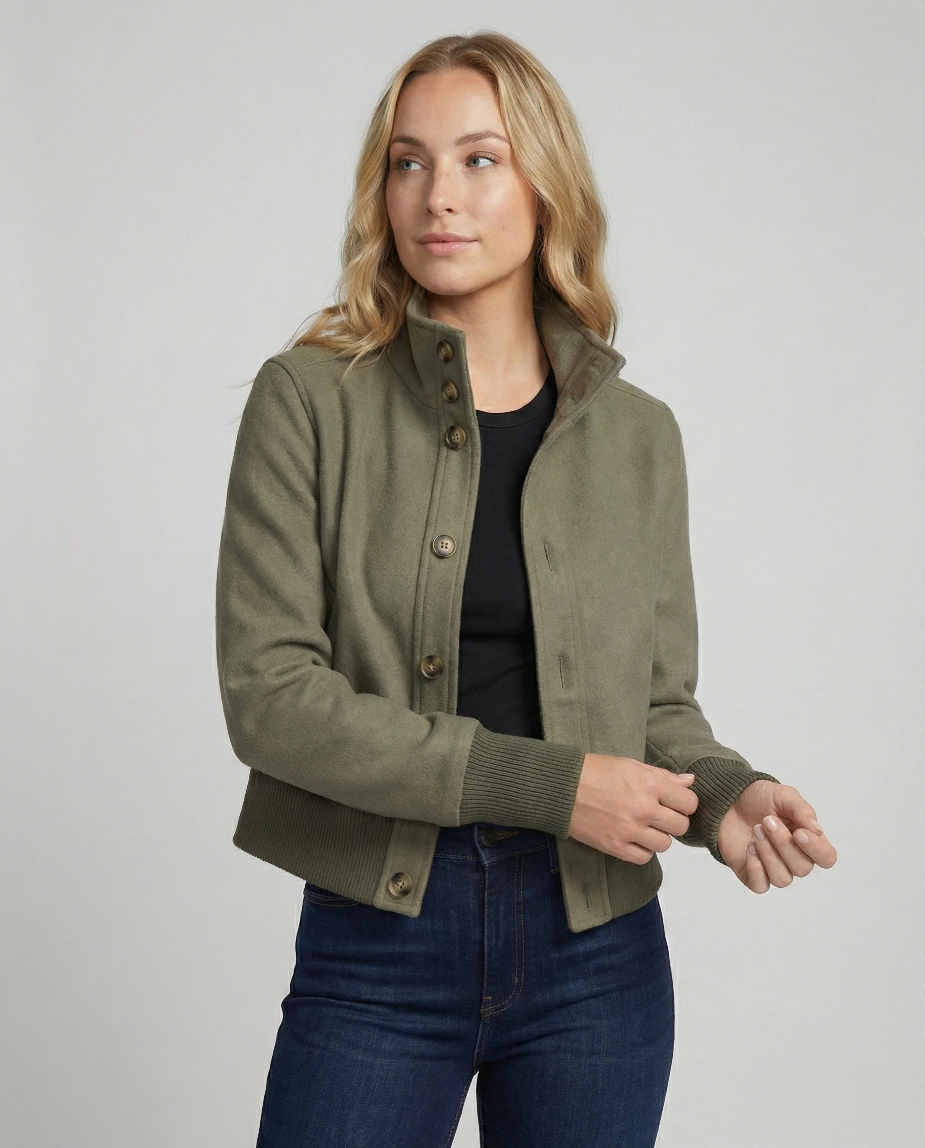 Modische American Style Damen Kurzjacke Slim-Fit Design Herbst Jacke