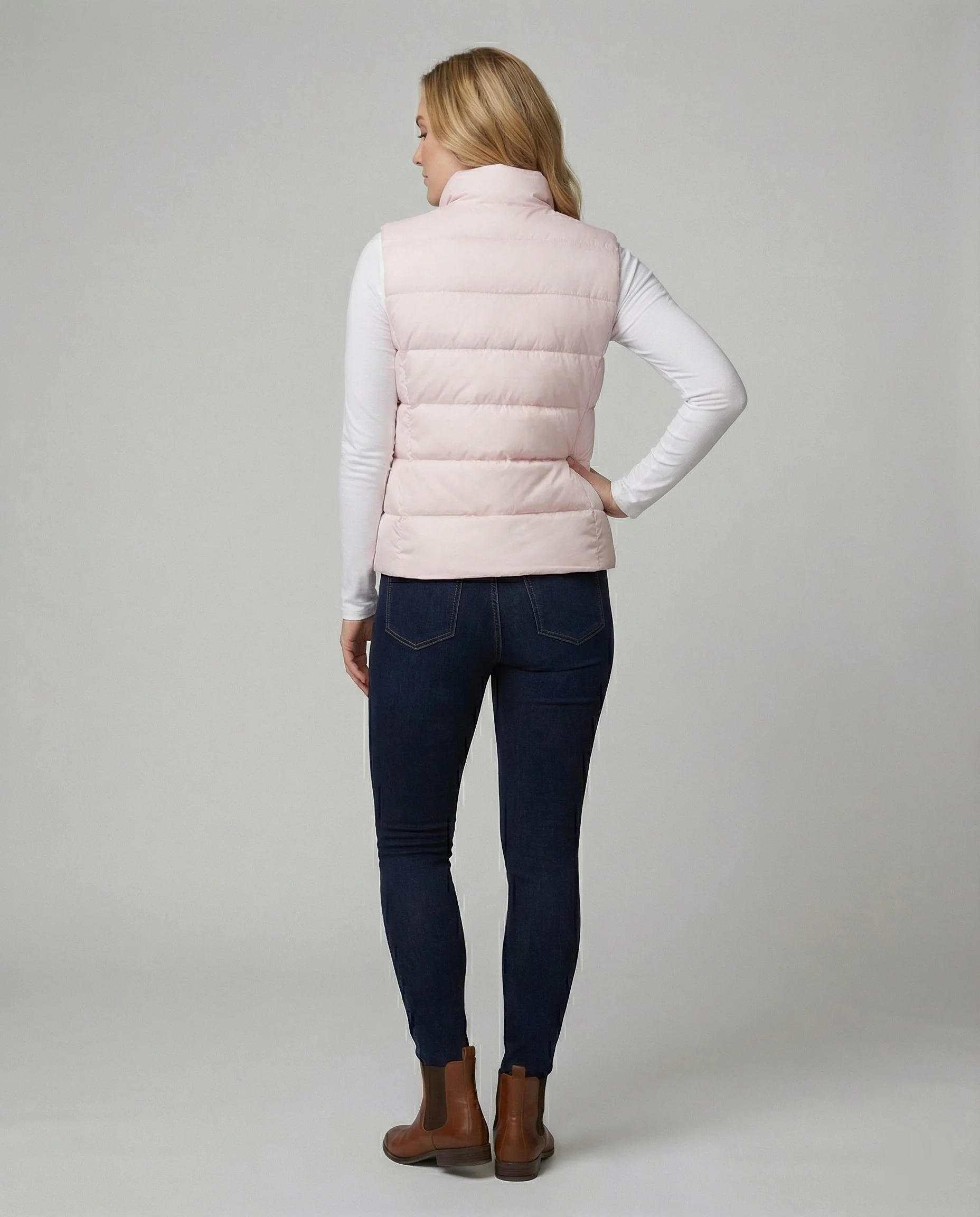 Modische Damen Weste Stehkragen Ärmellos Outdoor Jacke Pink - Image 3