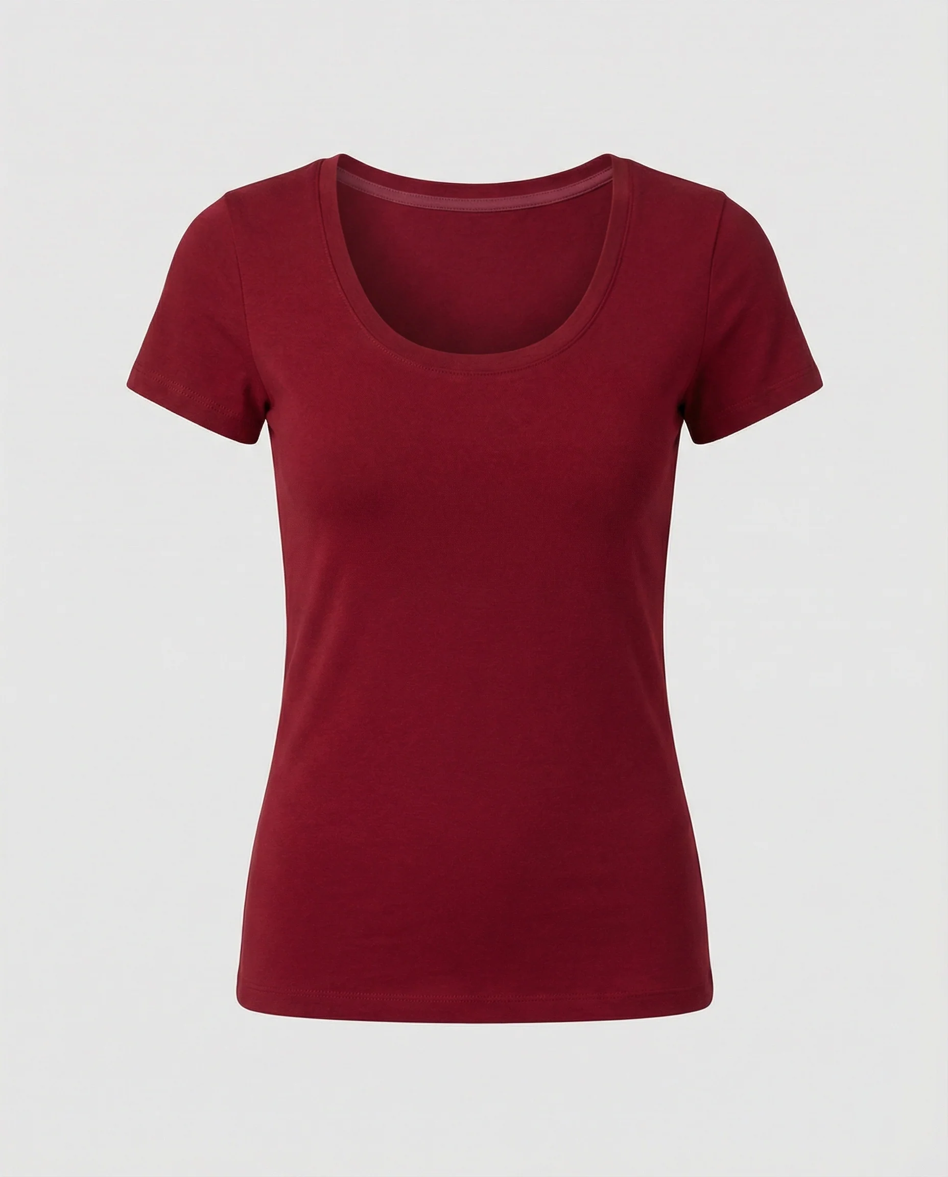 Damen T-Shirt U-Ausschnitt Slim-Fit Kurzarm Basic Crop Top - Image 19