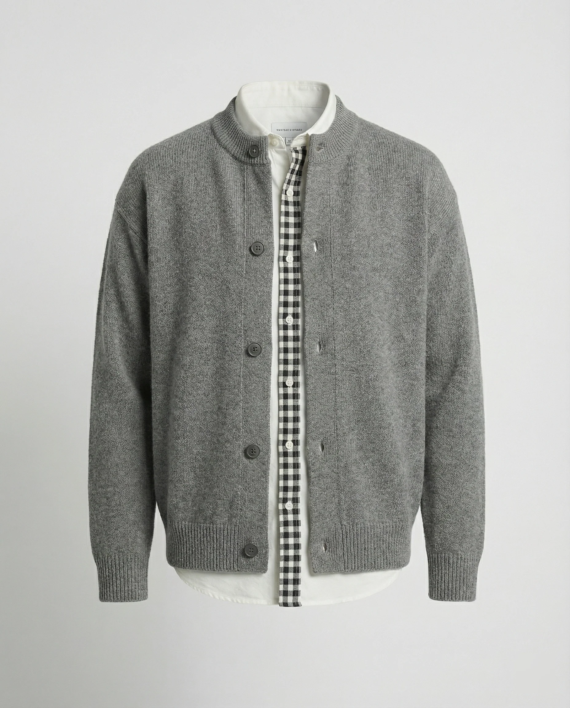 Retro Strickjacke im Lagenlook mit Karomuster für Damen und Herren - Image 5
