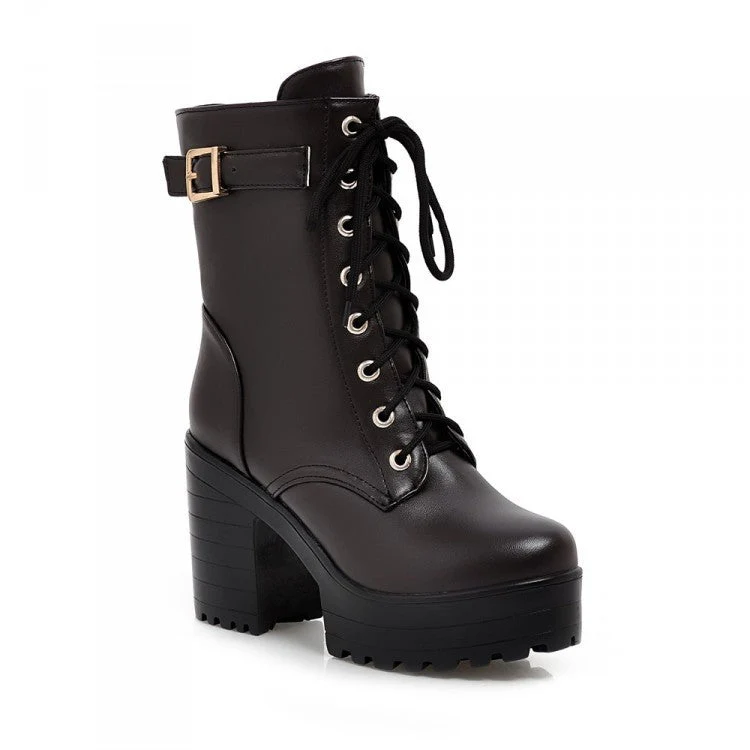 Robuste Schnürstiefel mit Schnalle und Profilsohle Heidi Mode - Image 2