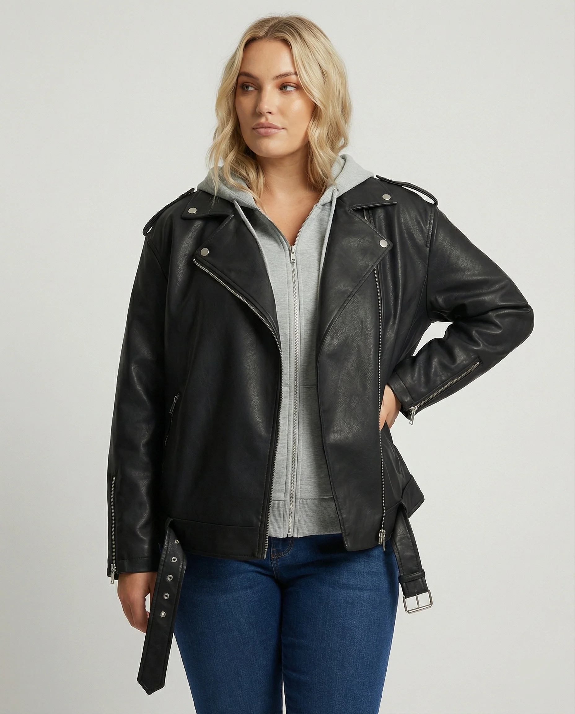 Schwarze Damen Lederjacke mit Daunenfutter Kurze Frühlingsjacke High-End Design