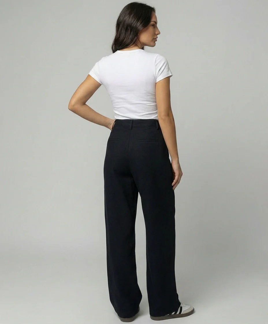 Schwarze High Waist Jeans Übergröße Lockerer Schnitt Gerade Damen Hose - Image 4