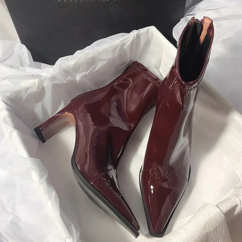 Damenstiefel Spitz Zehen Elegant Synthetikleder für formelle und lässige Anlässe Heidi Mode - Image 2