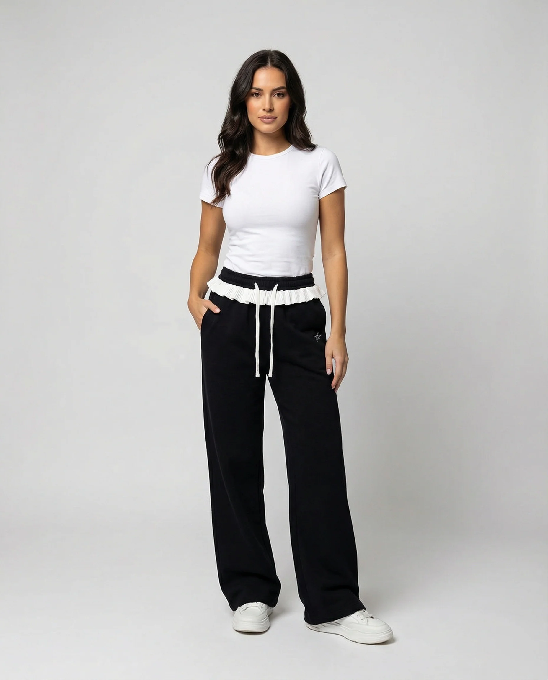 Stilvolle Damen Herbsthose mit hoher Taille und weitem geradem Bein - Image 3