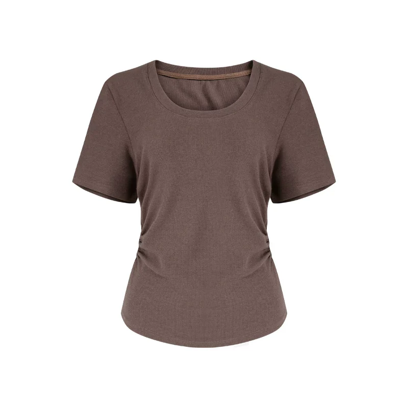 Tailliertes Damen Sommer T-Shirt Kurzarm U-Ausschnitt Baumwolle - Image 10