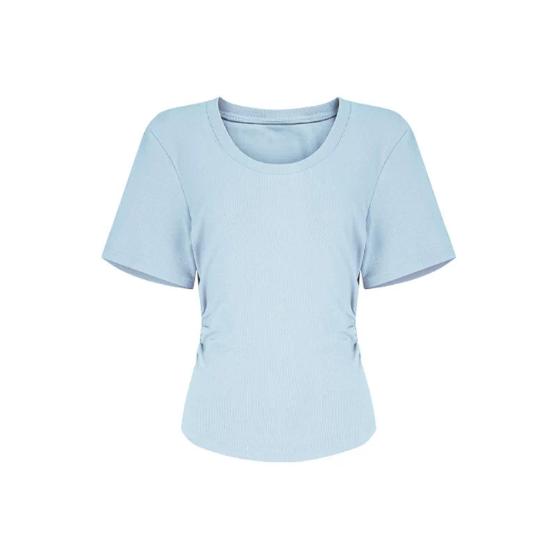 Tailliertes Damen Sommer T-Shirt Kurzarm U-Ausschnitt Baumwolle - Image 13