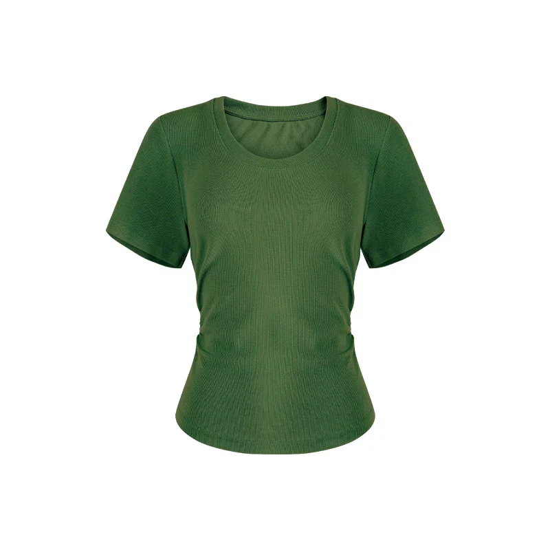Tailliertes Damen Sommer T-Shirt Kurzarm U-Ausschnitt Baumwolle - Image 15