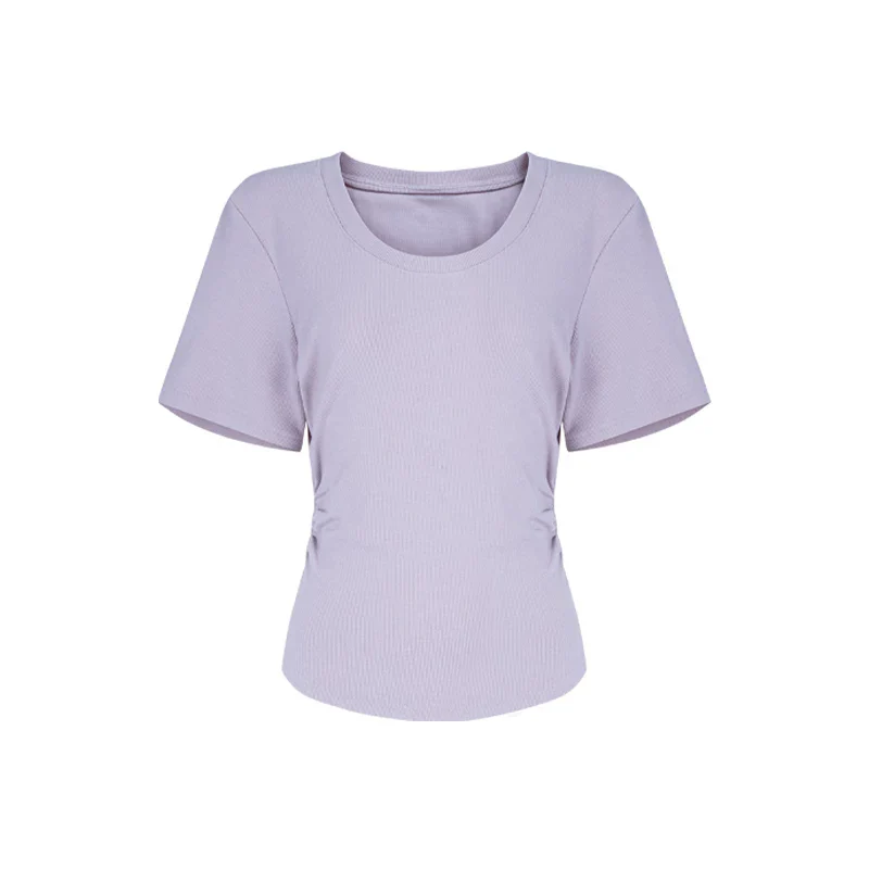 Tailliertes Damen Sommer T-Shirt Kurzarm U-Ausschnitt Baumwolle - Image 18