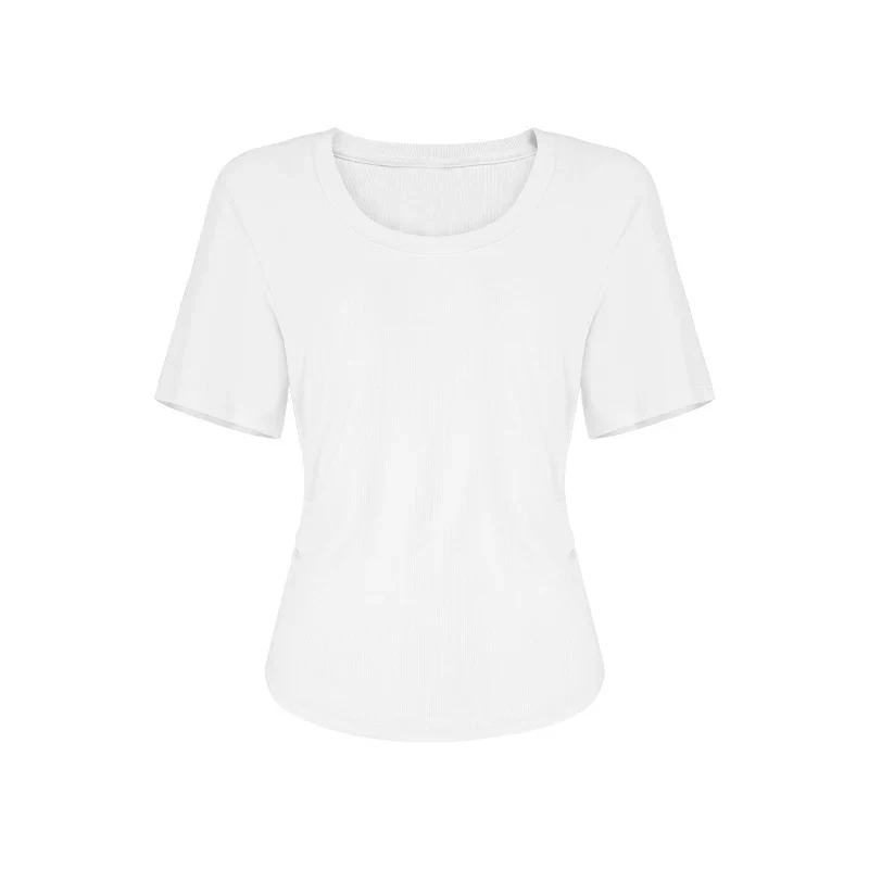 Tailliertes Damen Sommer T-Shirt Kurzarm U-Ausschnitt Baumwolle - Image 9