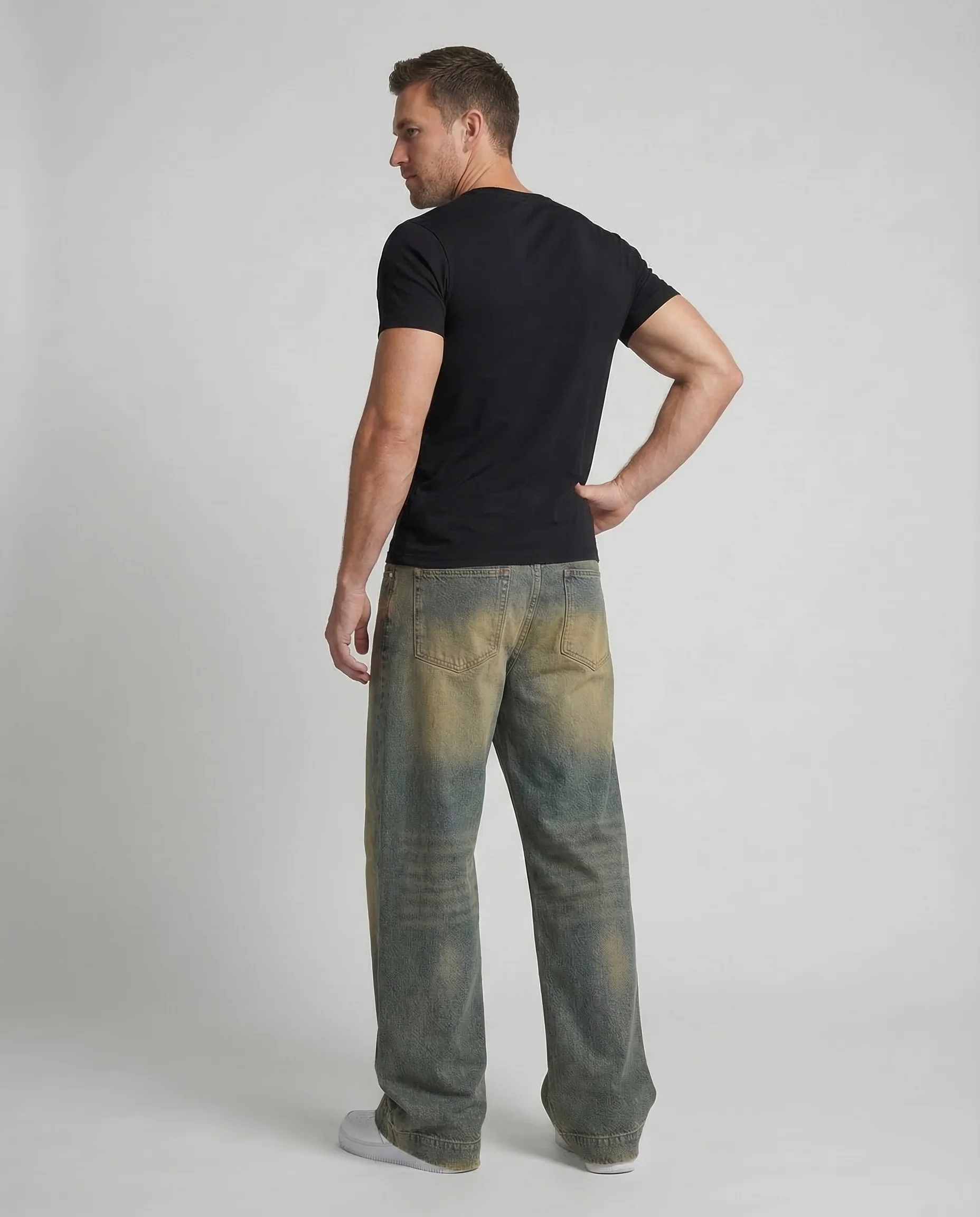 Unisex Denim Hose extraweit mit Used Waschung - Image 4