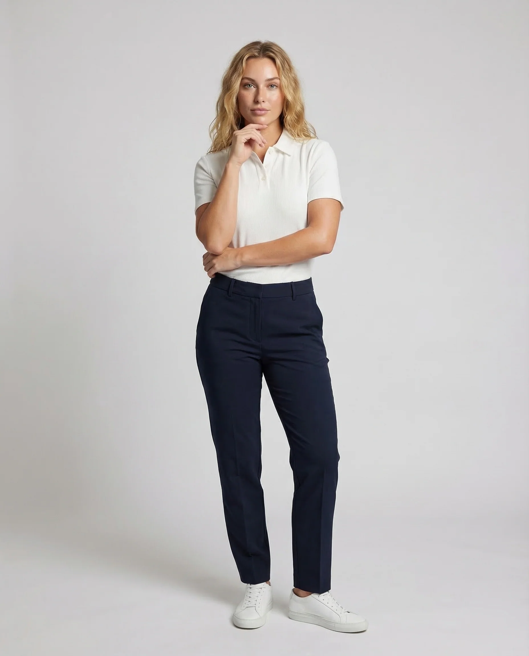 Unisex Feinripp Poloshirt mit Kentkragen aus Baumwollmix
