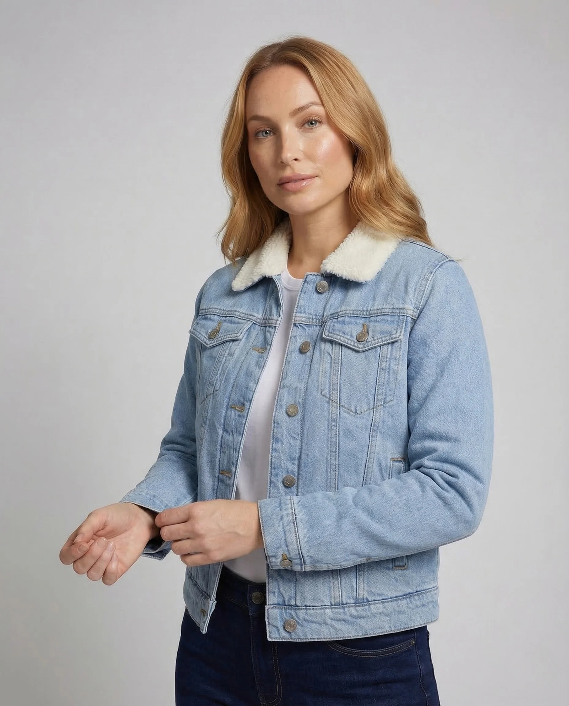 Unisex Kinder Jeansjacke Sherpa Kragen - Image 2