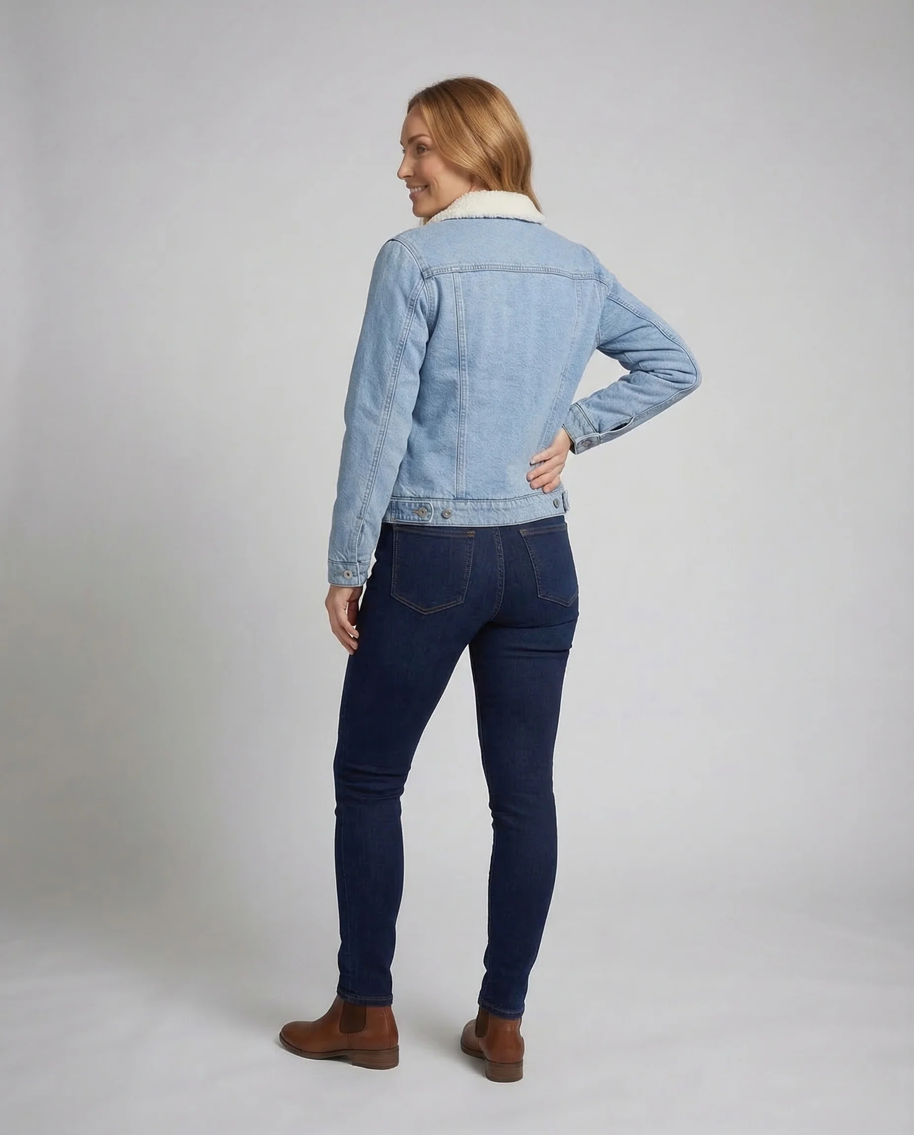 Unisex Kinder Jeansjacke Sherpa Kragen - Image 4