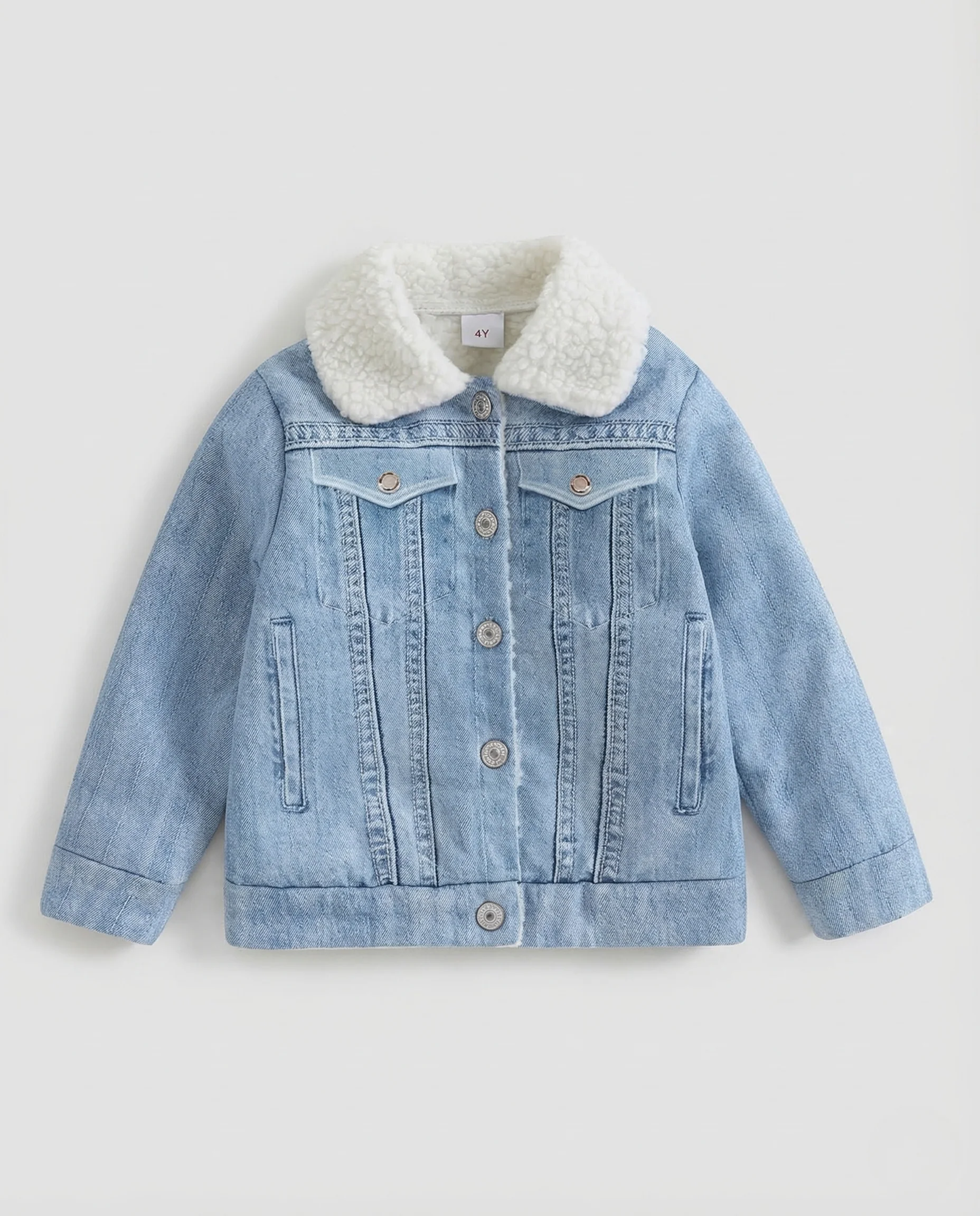 Unisex Kinder Jeansjacke Sherpa Kragen - Image 5