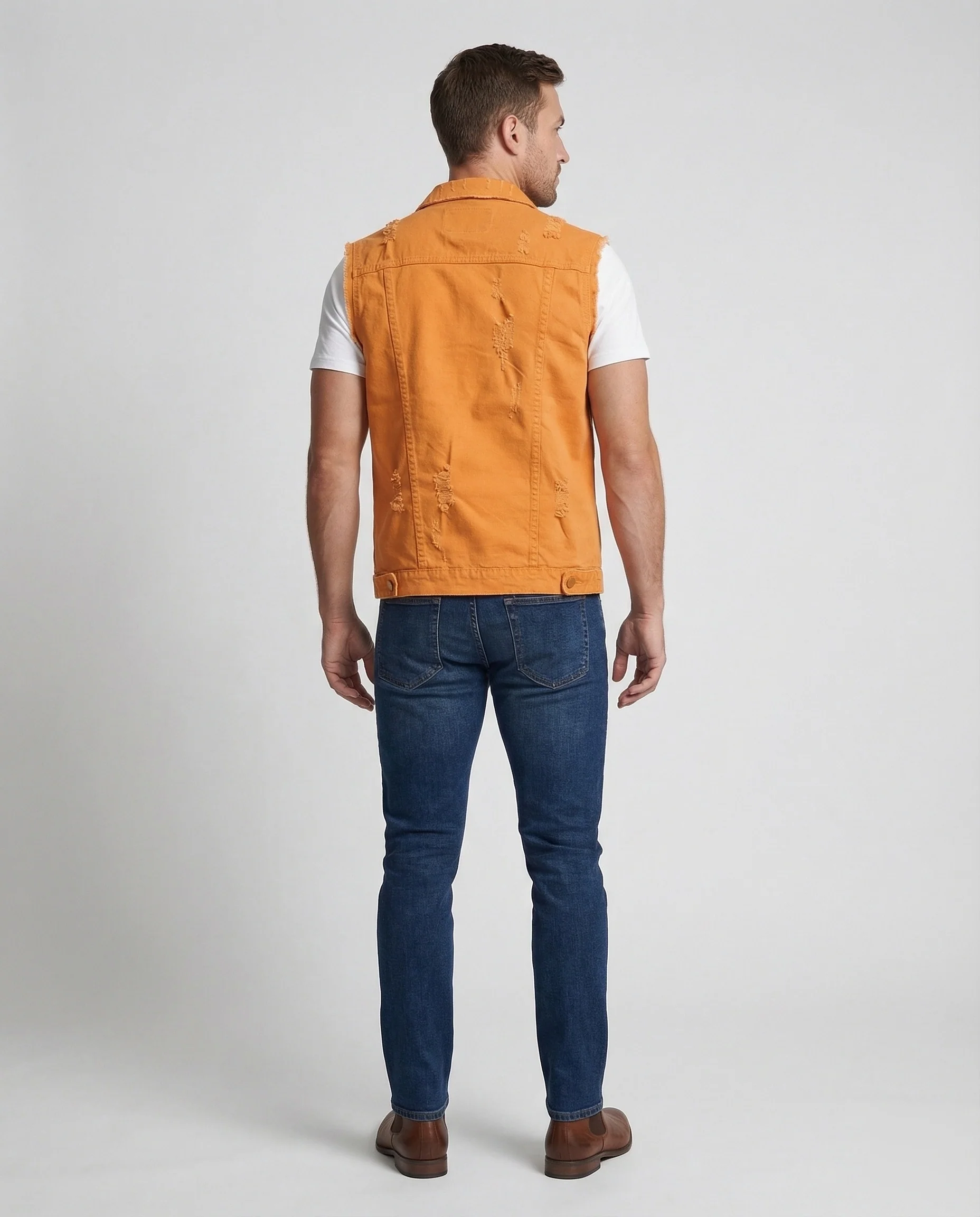 Unisex Jeansweste Used Look mit Druckknöpfen - Image 3