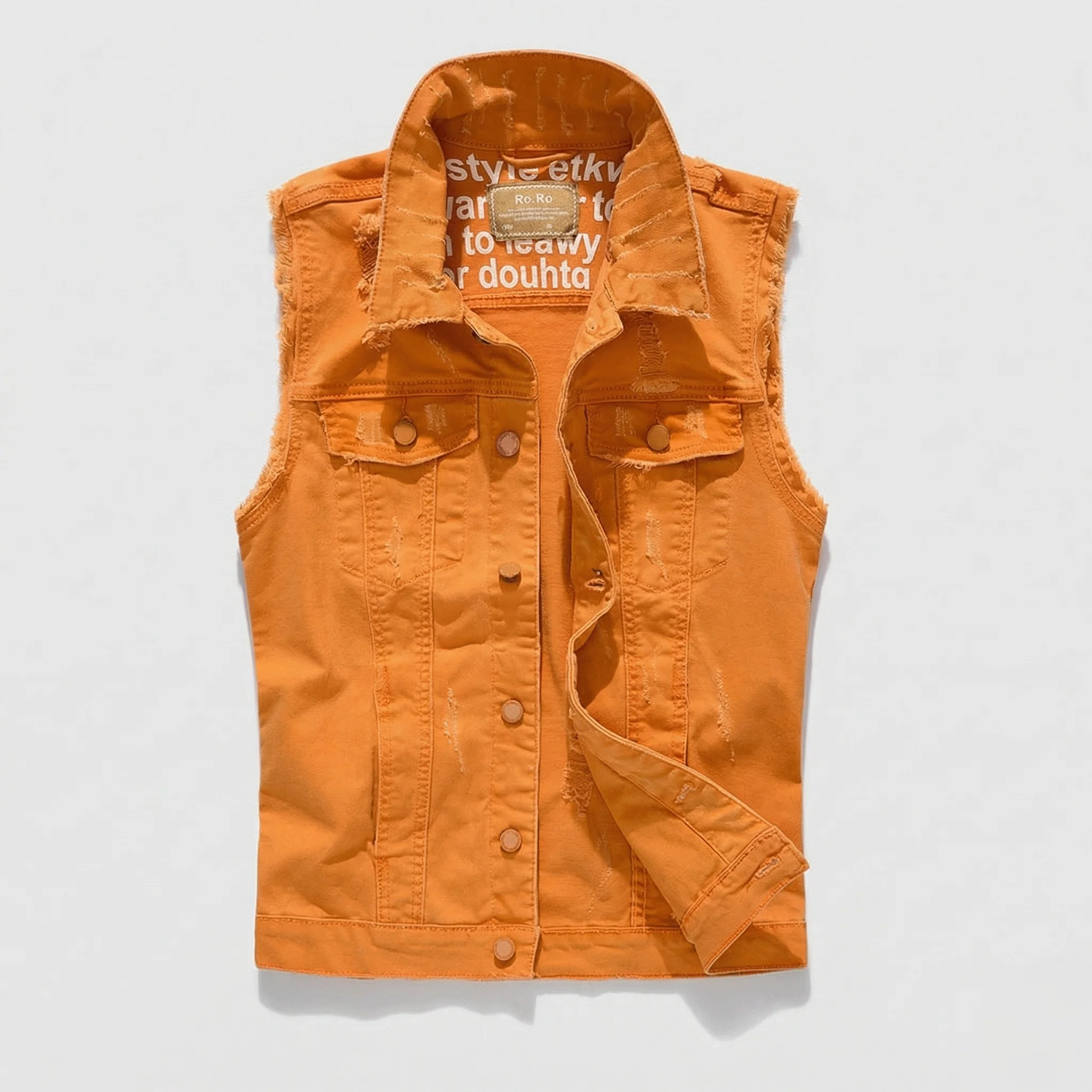 Unisex Jeansweste Used Look mit Druckknöpfen - Image 4