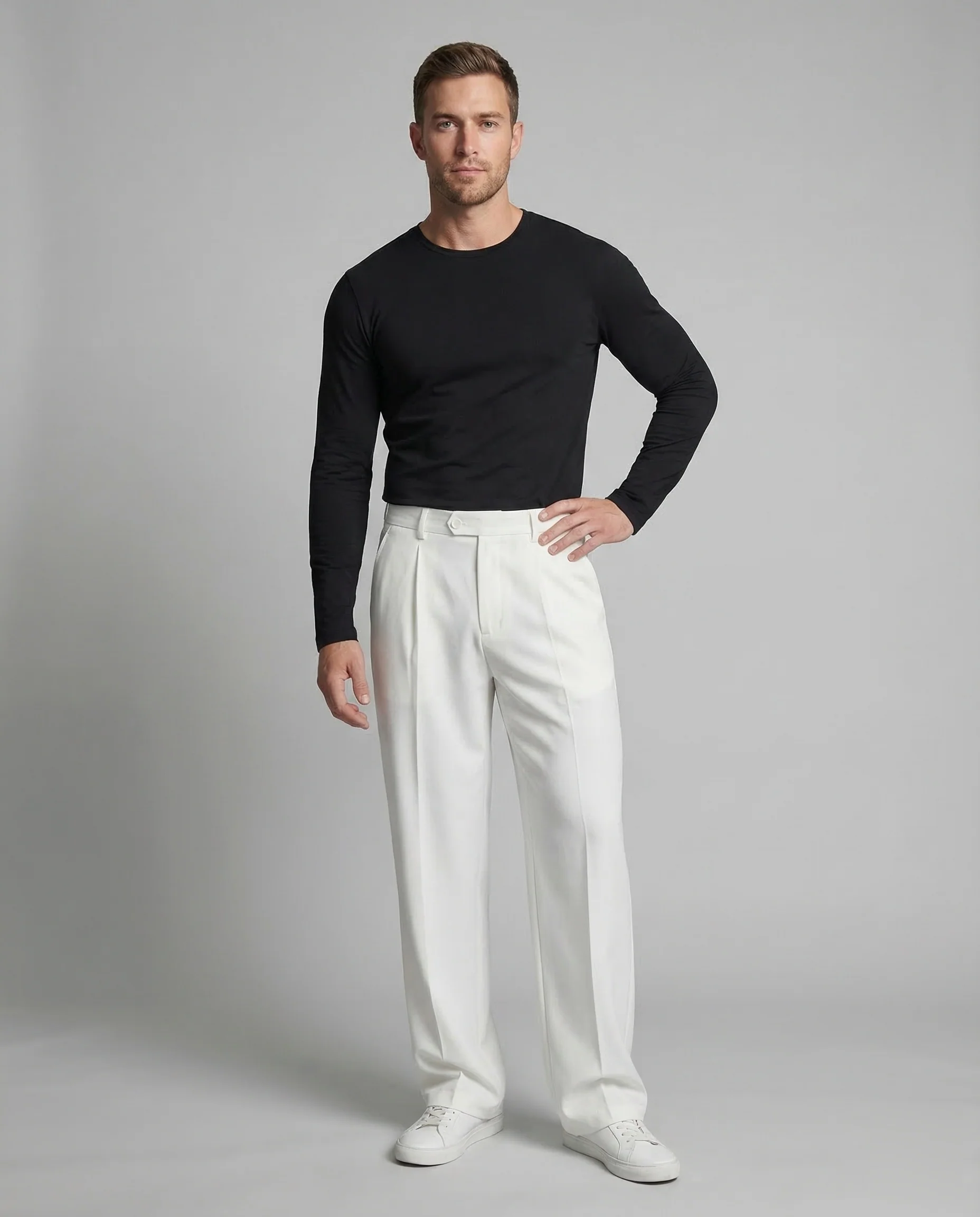 Unisex Stoffhose Weit Bügelfalte
