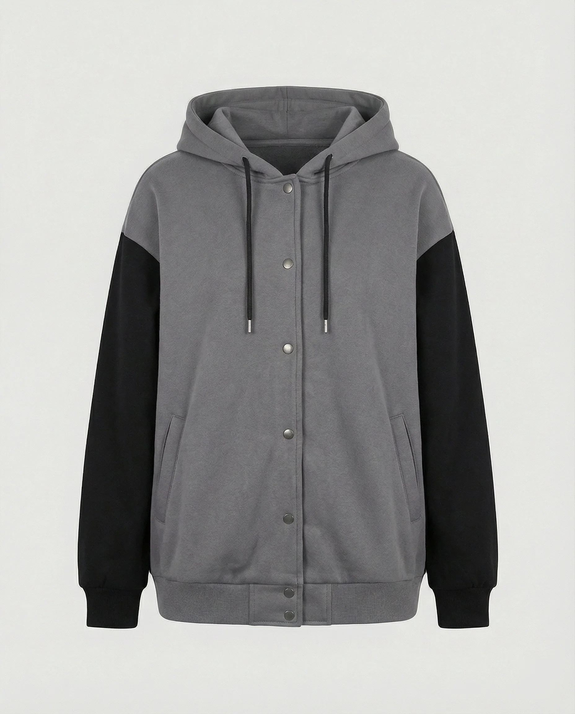 Oversize-Kapuzenjacke mit Druckknopfleiste, voluminösen Raglanärmeln und verdeckten Eingrifftaschen Heidi-Mode - Image 6